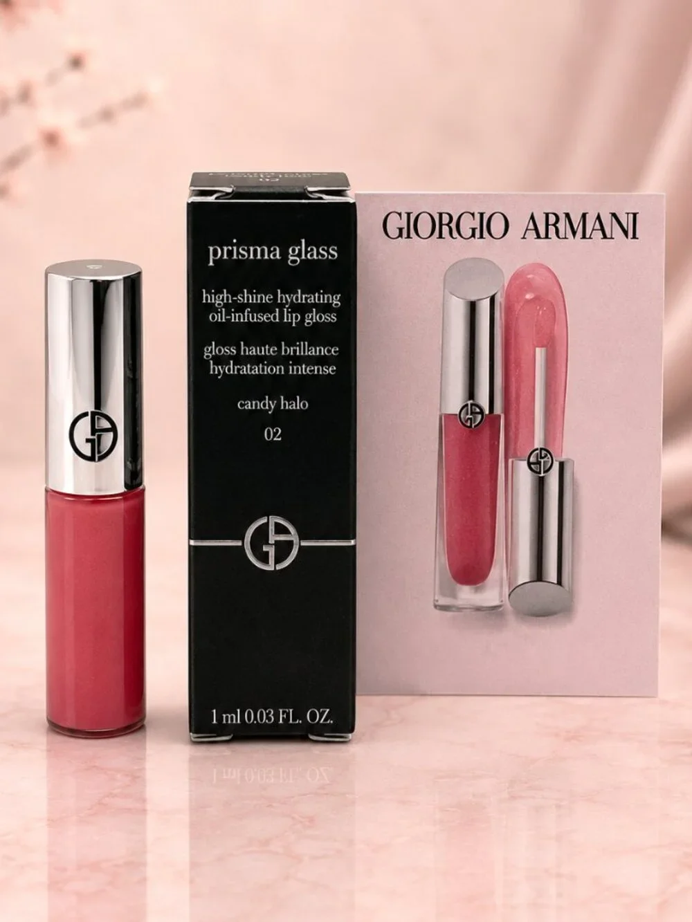 Giorgio Armani Prisma Glass Lip Gloss - Candy Halo 02 (Pink Coral) 1ml Travel